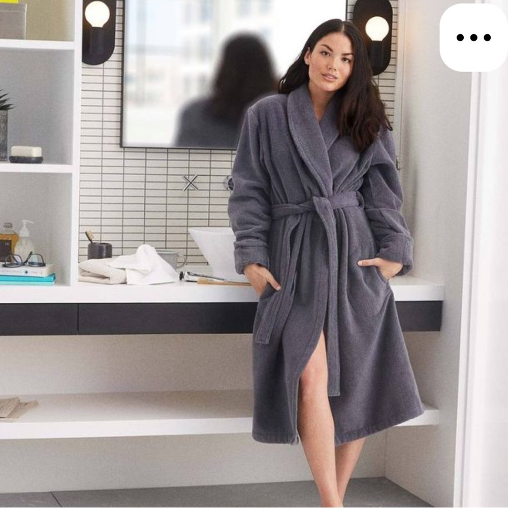 Brooklinen Super Plush Spa Worthy Superior Softness Gray Cozy Robe, Large